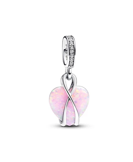 Шарм Pandora Mom Opalescent Heart из серебра, розовый
