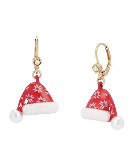 Женские серьги Betsey Johnson «Шапка Санты», красные