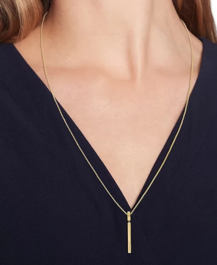 Колье с линейным логотипом Tommy Hilfiger, удлинитель 26 дюймов + 2 дюйма gold