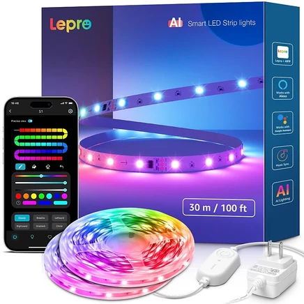 Светодиодная лента Lepro S1 RGBIC 30,5 м AI Wi‑Fi/Bluetooth