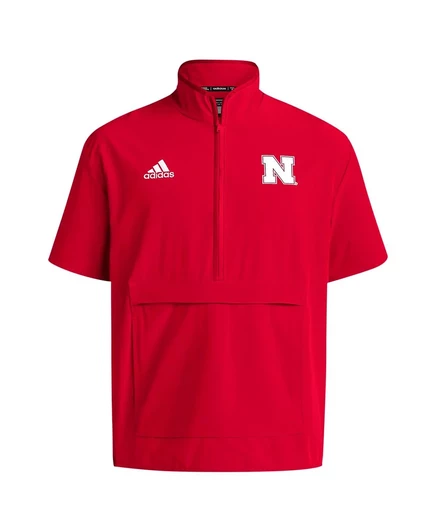 Мужская куртка Adidas Scarlet Nebraska Huskers Coachs с боковым разрезом и коротким рукавом на молнии scarlet