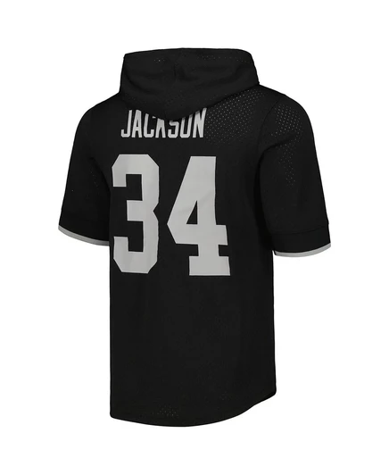 Мужская футболка Mitchell & Ness Bo Jackson Black Los Angeles Raiders Gridiron Classics с именем и номером вышедшего на пенсию игрока, сетчатая толстовка с капюшоном black