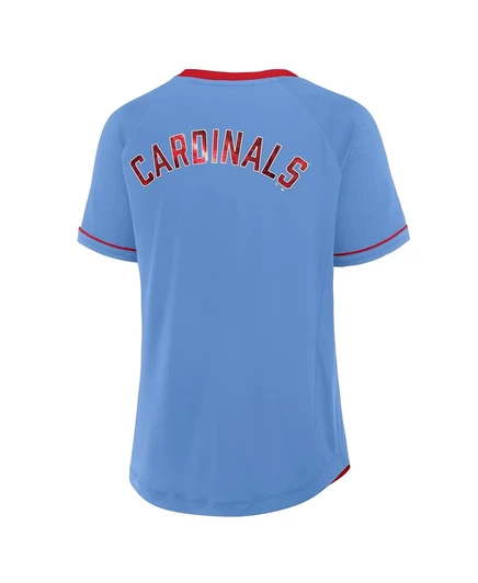 Женская светло-голубая футболка с V-образным вырезом Fanatics из коллекции St. Louis Cardinals Cooperstown League Diva light blue