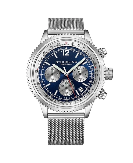 Мужские часы Stuhrling Turbine 4015, 44 мм, серебристые