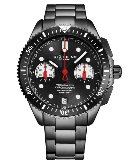 Мужские часы stuhrling Monaco 47 мм, сталь, черный
