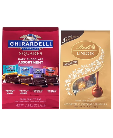 Набор Lindor и Ghirardelli ассорти темного шоколада, 2 пачки