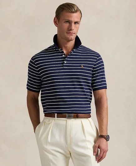 Мужская футболка-поло Polo Ralph Lauren из хлопка, синяя