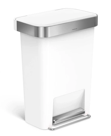 Мусорное ведро SimpleHuman 45 л с карманом, белое