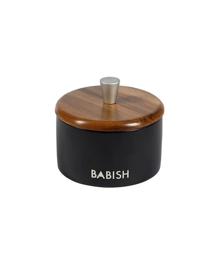 Солонка Babish с деревянной крышкой, керамика, черная