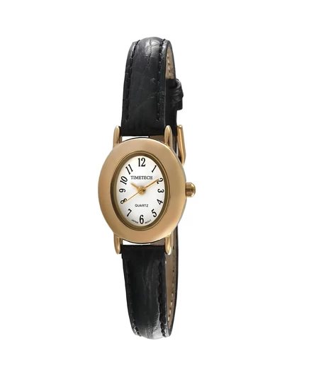 Женские часы Timetech Tonneau Petite с черным кожаным ремешком
