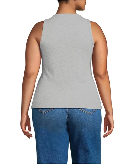 Облегающая майка с драпировкой в рубчик от Lands' End Plus размера плюс gray heather
