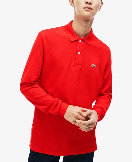 Мужское поло Lacoste с длинным рукавом, красное