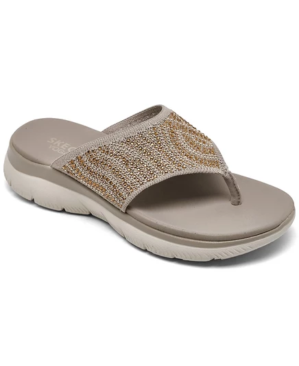 Skechers Women's Summits Sandal - непревзойденные блестящие сандалии-вьетнамки от Finish Line коричнево-бежевого цвета