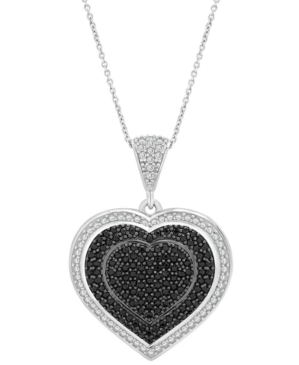 Черно-белое бриллиантовое колье Heart Halo Cluster диаметром 18 дюймов (3/4 карата) из чистого серебра, эксклюзивно в Macy's silver