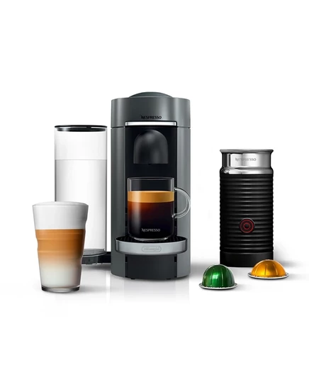 Кофемашина Nespresso Vertuo Plus с капучинатором, титановая