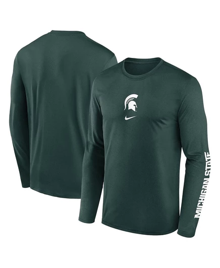 Мужская зеленая футболка с длинным рукавом Nike Michigan State Spartans Prime Time Center Lockup green