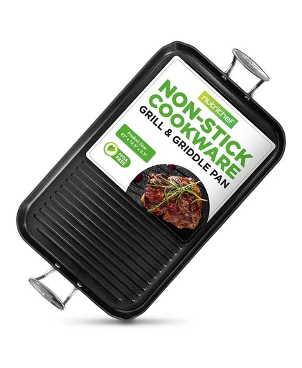 Гриль-сковорода NutriChef 51×33 см анодированная, черная