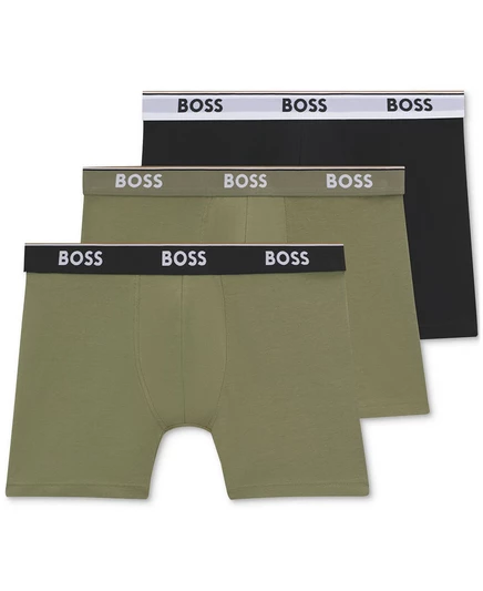 Мужские трусы-боксеры Power 3-Pk. с логотипом на поясе Hugo Boss green, black, green