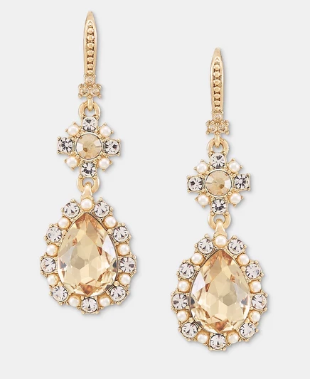 Серьги Marchesa с кристаллами и жемчугом, золотистые