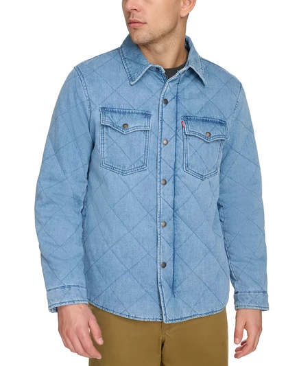  Мужская стеганая джинсовая куртка Levi's голубого цвета denim
