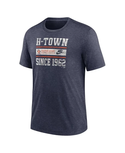 Мужская футболка Nike Heather Navy Houston Astros Cooperstown Collection из трехслойной ткани Local Stack heather navy