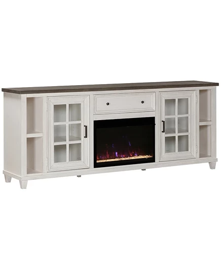 Тумба под ТВ Macy's Dawnwood 84″ с камином, белая