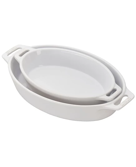 Керамические овальные формы Staub, набор 2 шт., белые