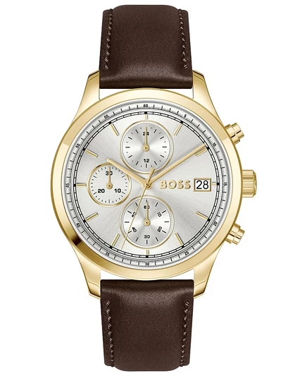 Мужские часы Hugo Boss Stratus Quartz Chrono коричневого цвета из телячьей кожи, 41 мм, коричневые