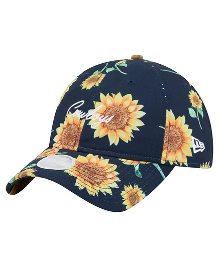 Женская кепка New Era 9TWENTY Cowboys с подсолнухами, синяя