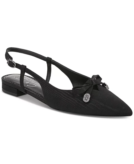  Женские туфли-лодочки Lafayette с острым носком и бантом на плоской подошве black satin