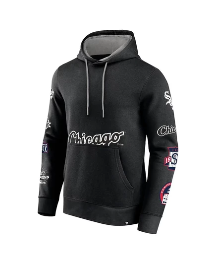 Мужская черная толстовка-пуловер Fanatics с капюшоном Chicago White Sox Wild Winner black, gray