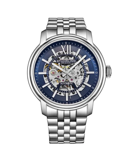 Мужские часы Stuhrling Atrium 4031 автоматические 42 мм, синий