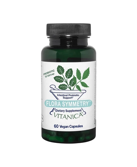 Vitanica Flora Symmetry - Пробиотическая добавка для улучшения работы пищеварительной системы - Поддерживает здоровье кишечника - 60 капсул зеленого цвета