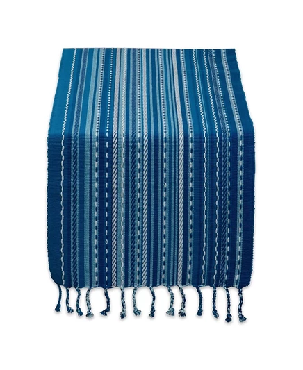 Дорожка для стола Design Imports Stripe with Fringe 183×36 см, синяя