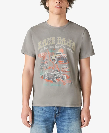 Мужская футболка Lucky Brand Baja 1000, хлопковая, серая
