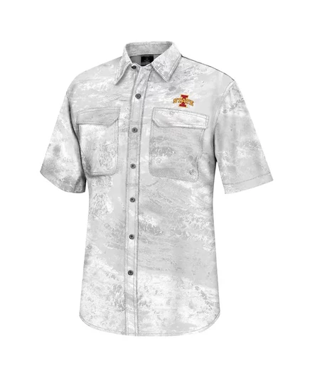 Мужская рыболовная рубашка Colosseum White Iowa State Cyclones Realtree Aspect Charter на всех пуговицах white