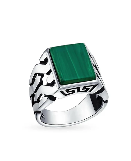 Мужское кольцо Bling Jewelry из серебра, зеленое