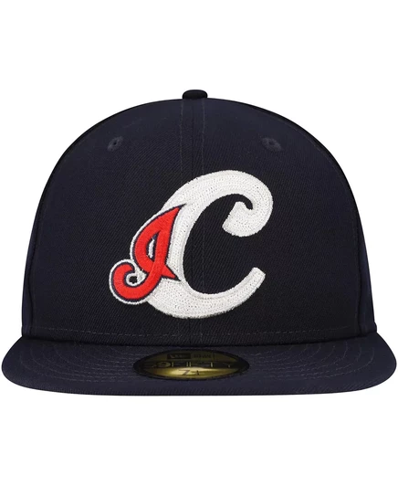 Мужская приталенная кепка New Era темно-синего цвета Cleveland Indians Cooperstown Collection Duo с логотипом 2.0 59FIFTY navy