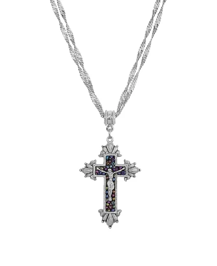 Ожерелье Symbols Of Faith с крестом и фиолетовыми бусинами