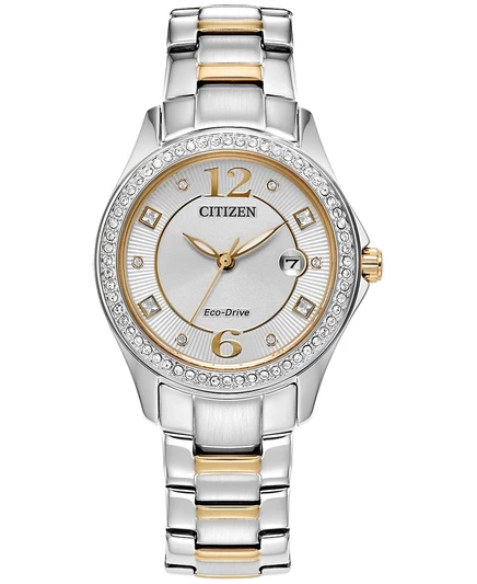 Женские двухцветные часы-браслет Citizen Eco-Drive с кристаллами из нержавеющей стали, 30 мм