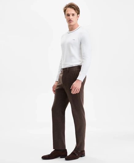 Мужские костюмные брюки в елочку Hugo Boss brown