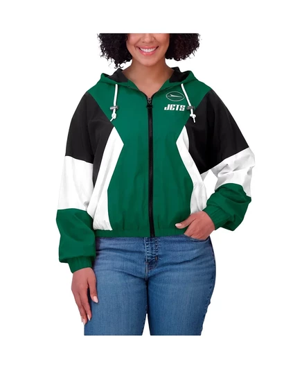 Женская зеленая ветровка New York Jets Color Block на молнии от Erin Andrews от WEAR by Erin Andrews green