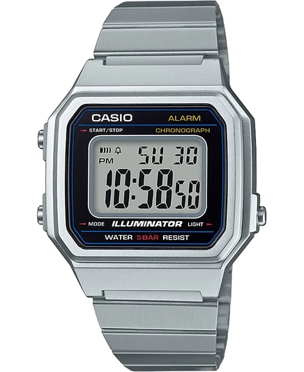 Мужские часы Casio Vintage цифровые, 43,1 мм, серебристые