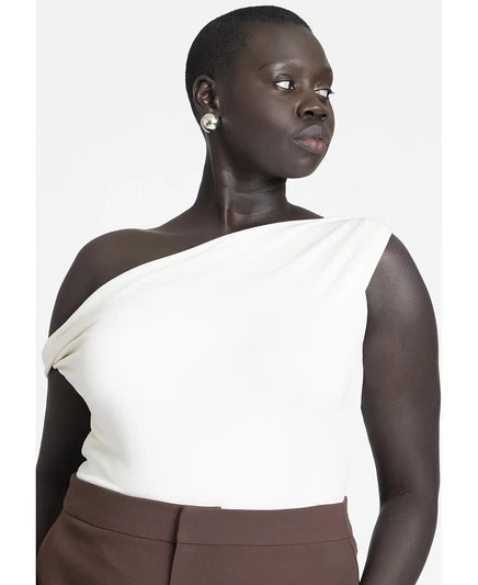 Женский топ Eloquii Asym Twist Sleeve, бежевый