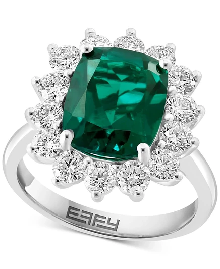 Кольцо Effy с лабораторным изумрудом 3,25 кт, 14k белое золото