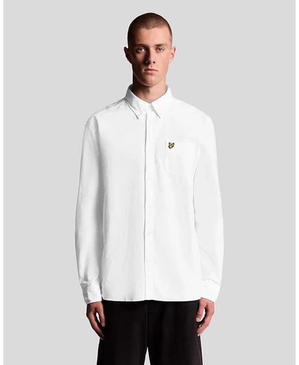 Мужская однотонная оксфордская рубашка Lyle & Scott белого цвета