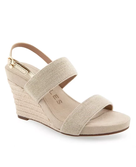  Женские босоножки на танкетке с ремешком и пряжкой Paxton soft gold elastic