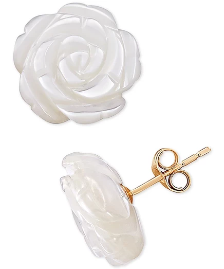 Женские серьги-гвоздики Macy's из перламутра, 10k, белые
