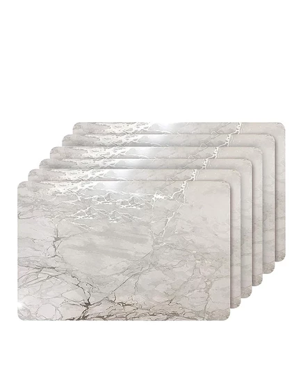 Сервировочные подставки Dainty Home Marble 12″×18″ (6 шт.), серебристые