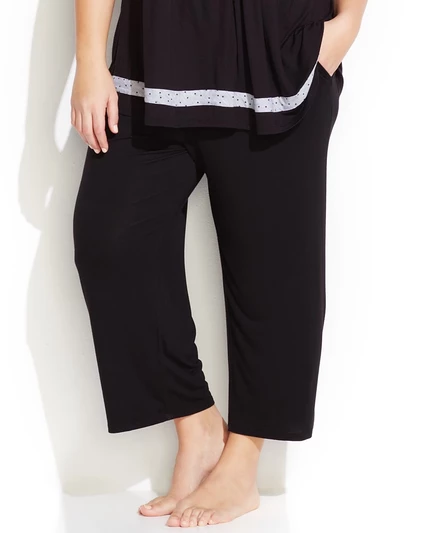 Пижамные брюки Ellen Tracy Plus Size Yours to Love Капри черного цвета